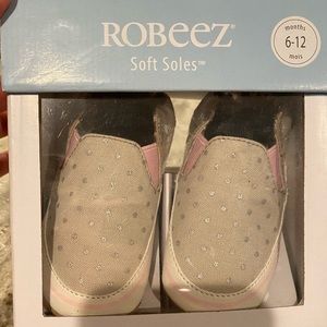 Robeez slip ons gray and pink